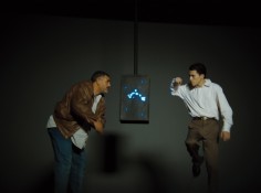 Hassan Khan, Jewel (still), 2010, 35 mm film transferred to full HD accompanied by music composed and produced by the artist, suspended screen, fixture, 6 min. 30 sec. Courtesy of the artist and Galerie Chantal Crousel, Paris