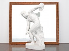 Folding Space, 2008, Cast bronze, mirror, Sculpture: 172 x 115 x 72 cm, Mirror: 192 x 223 x 10 cm