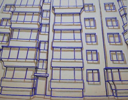 张慧，《蓝图.2楼》，2014年 布面丙烯，200 × 250 厘米