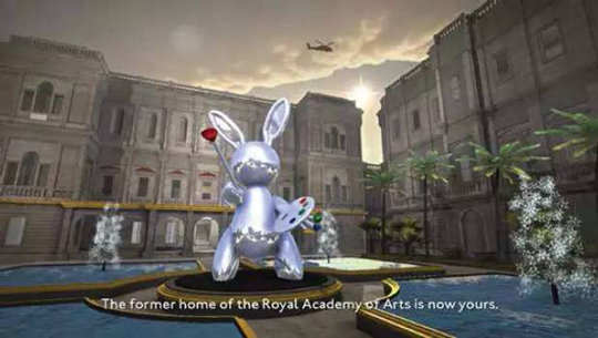 Unreal Estate (The Royal Academy is Yours) 2015 Multi-screen installation with 18-minute HD video loop and two interactive versions with Xbox controllers
