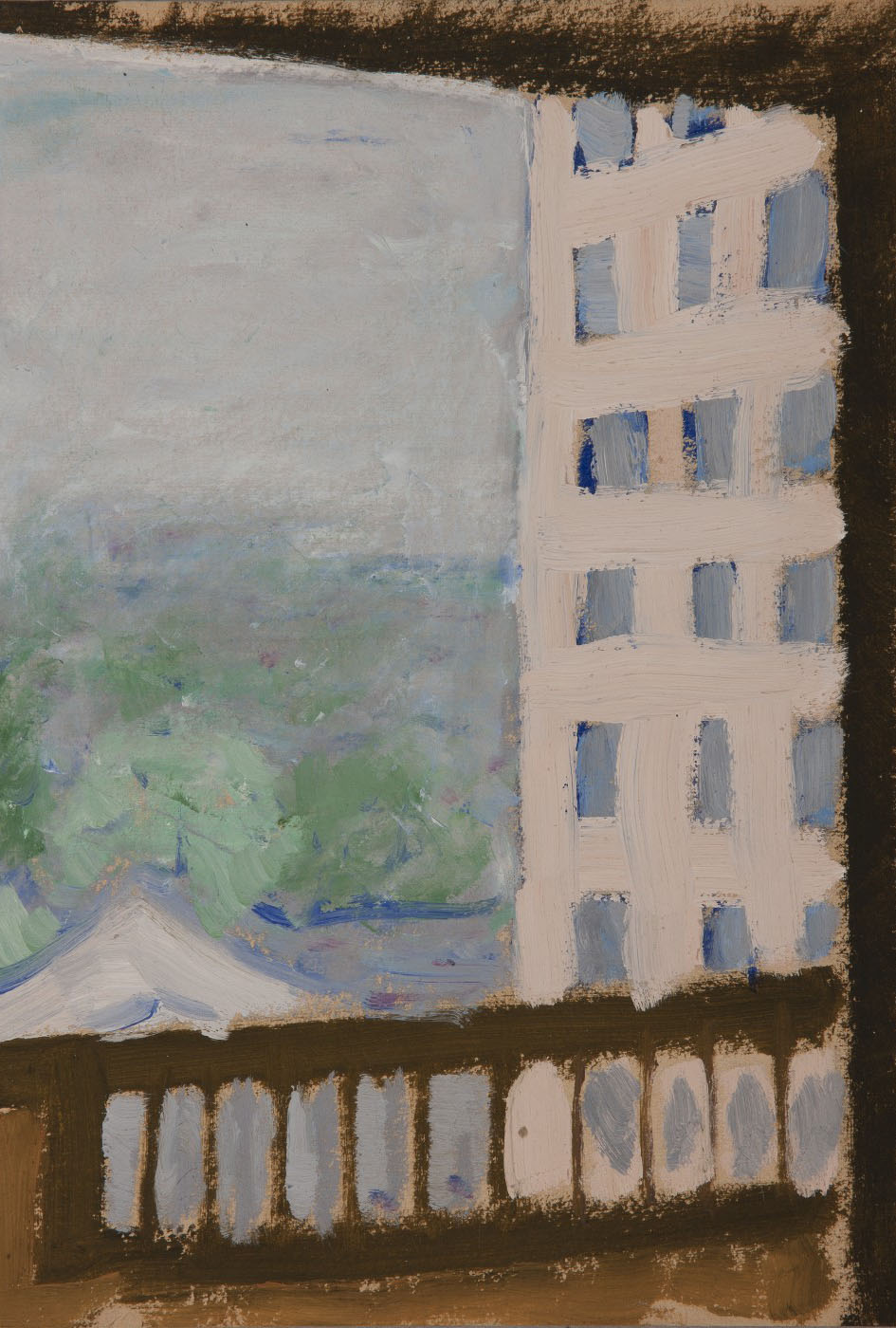 Zhang Wei, Fusuijing Building, 1975, oil on paper, 26 x 19 cm Courtesy M+ and the artist